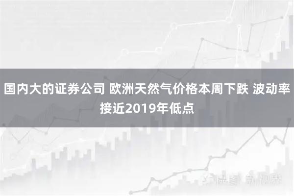 国内大的证券公司 欧洲天然气价格本周下跌 波动率接近2019年低点